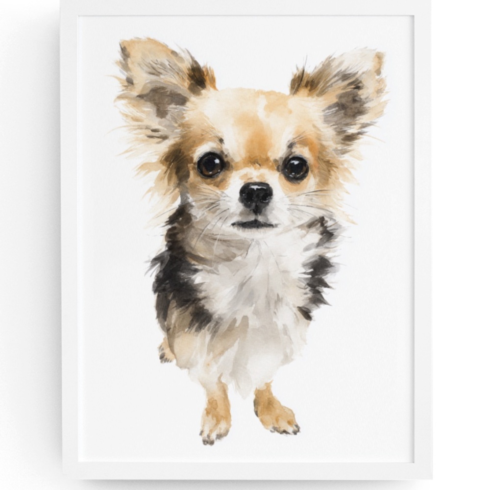 Watercolor Chihuahua Dog Portrait Wall Art Print Poster Unframed - Cute Pet